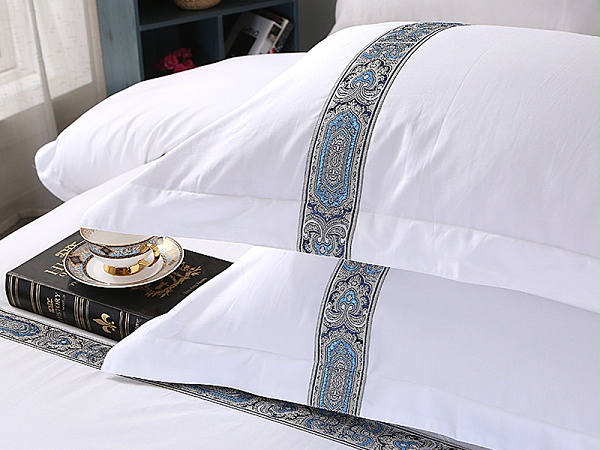 酒店四件套织带床品套件批发宾馆民宿全棉床单被套五星级酒店